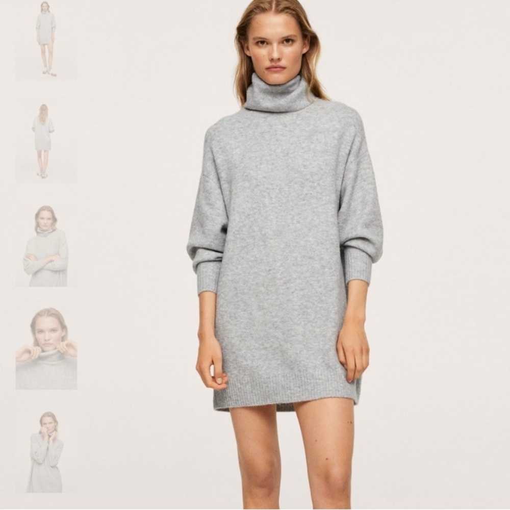 Gray Turtleneck Sweater Dress - MANGO